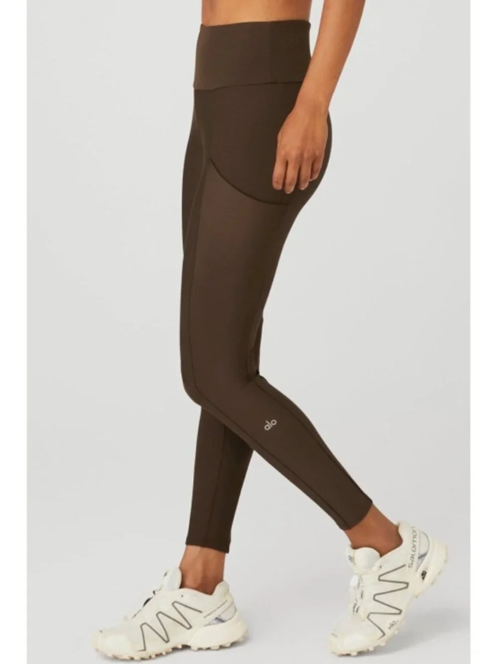 Alo Ribbed Airlift High-Waist 7/8 Enchanted Leggings Espresso Hi-Rise Waisted S